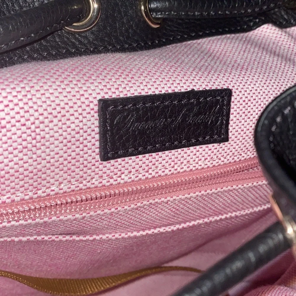 Y2K Black Leather Dooney & Bourke XL Backpack with Pink Lining